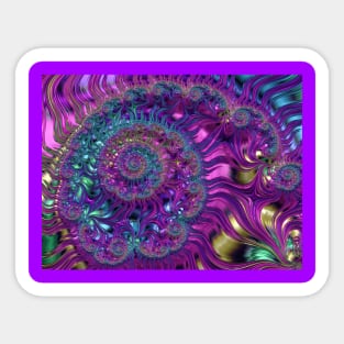 Fractal Spiral Pink Blue Sticker